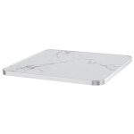 Plateau de table carr marbre blanc cerclage argent 60cm - oviala