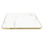 Plateau de table carr marbre blanc cerclage dor 60cm - oviala
