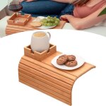 Plateau de table pliable en bambou pour accoudoir de canap�plateau pliable en bambou avec tassepanier ...