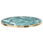 Plateau de table rond blanc avec cerclage dor� 60 cm marbre vert / dor� - oviala