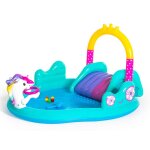Plateforme de jeux deau gonflable - avizar - licorne magique - 220l - toboggan amovible - pulv�risateur ...