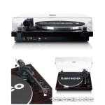 Platine disque vinyle - brun fonce - usb bluetooth - 33 / 45 tours - stro - lecteur / enregistreur