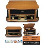 Platine vinyle - lenco - tcd - 2571wd - bluetooth 5. 0 - radio dab + / fm - lecteur cd et cassette