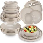 Playa assiettes service de table 24 pices pour 6 personnesservice vaisselle complet en grs - 6 assiettes ...