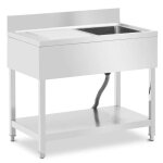 Plonge inox professionnel 1 �vier 100 x 60 x 97 cm acier inoxydable argent� 14 0009559