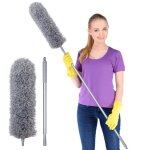 Plumeau t�lescopique lavable en microfibre et acier inoxydablelavable plumeau long extensible extra long ...