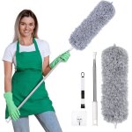 Plumeau tlescopique plumeau microfibre avec poigne en acier inoxydable plumeau lavable gris (2. 8m) ...