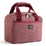 Poche isotherme tanche en oxford pour voyage et pique - nique rouge fonc lunch box