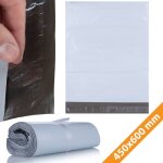 Pochette d?exp�dition 450 x 600 mm ? lot de 100 ldpe r�sistant 50 �m blanc opaque fermeture autocollante ...