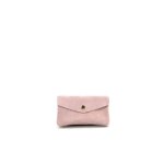 Pochette porte - monnaie en cuir nubuck compo suede rose ple