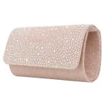 Pochette sac de soire  main epaule effet paillet style portefeuille pour femme - champagne