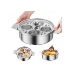 Pocheuse  ?ufs acier inoxydable 4 tasses antiadhsives compatible casseroles et autocuiseurs