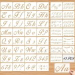 Pochoir lettre 45pcs letter stencils alphabet lettre et chiffre calligraphie pochoir majuscule minuscule ...
