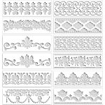 Pochoir peinture - zvvn - 12 pices - motifs varis - blanc - 305x10 cm
