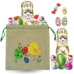 Pochon poussin garni dun assortiment de 30 petits chocolats de p�ques: kinder schokobons moulages et ...