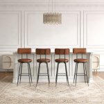 Pocketpop tabouret de bar lot de 4 tabouret de bar haut en pu chaise de bar chaise haute pour cuisine ...