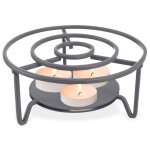 R�chaud pour th�i�re - orion - m�tal gris - 165 cm de diam�tre - 3 bougies tealight - universel - design ...
