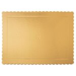 Support pour g�teau rectangulaire - orion - 40x30 cm - dor� - double face - carton �pais - bord ondul� ...