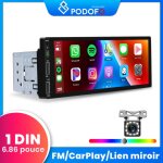 Podofo 1 din autoradio carplay android car avec cran 686 pouces bluetooth mirror link / fm / usb / aux ...