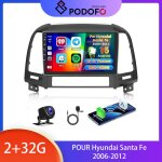 Podofo 9 [2 + 64g] autoradio pour hyundai santa fe 2006 - 2012 - carplay / android auto sans fil gps ...