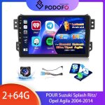 Podofo 9 autoradio [2 + 64g] android 15 pour suzuki splash ritz / opel agila 2004 - 2014 carplay sans ...