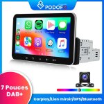 Podofo autoradio 7 pouces 1din wireless carplay android car avec bt gps fm wifi swc dab + pour tous les ...