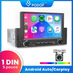 Podofo autoradio bluetooth 62 pouces carplay 1din avec camra de recul usb aux swc radio fm mirror link ...