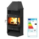 Po�le � bois d?angle 8 kw linam ? rendement 80 % ? chauffe 170 m� ? acier noir ? sortie fum�e 130 mm ...