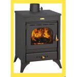 Pole  bois - chauffage et cuisson - 12 kw - noir - acier - sortie de fume dessus