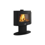 Pole  bois - coggia 1 vitre sur pied - finition noire - double combustion - compatible rt2012