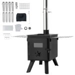Pole  bois portable - duoku - 86 po - acier alli - foyer 1400 po - 8 tuyaux de chemine