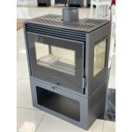 Po�le � bois prity pm3 - tv ? 13 kw noir graphite classe a + design panoramique avec triple vitrage