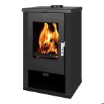 Pole  bois verso theia - 9 kw panneaux latraux noirs et design contemporain