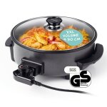 Poêle électrique gourmetmaxx 1500 w noir métallisé 30 cm avec couvercle Poêle électrique gourmetmaxx 1500 w noir métallisé 30 cm avec couvercle