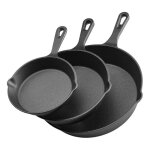 Po�le en fonte lot de 3pcs 16 cm / 22 cm / 265 cm - vevor - sauteuse pr� - assaisonn�e - poign�e r�sistante ...