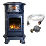 Poele à gaz 3400w bleu nuit effet poêle à bois fonte véritable + tuyau gaz + détendeur butane provence ... Poele à gaz 3400w bleu nuit effet poêle à bois fonte véritable + tuyau gaz + détendeur butane provence ...
