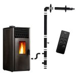 Pole  granuls tanche anita 15 kw noir sannover + kit dinstallation complet