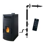 Pole  granuls hydraulique etanche anita 21 kw noir sannover + kit dinstallation