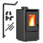 Po�le � granul�s ind�pendant thunder� leyla - black 63?kw thermostat int�gr� kit complet design po�le ...