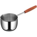 Pole  huile pole  frire en acier inoxydable  fond plat avec poigne en bois tendue pour kitch camping ...