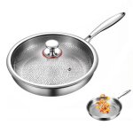 Poele inox 30cm avec couvercle - poêle titane sans revêtement antiadhésive - compatible induction et ... Poele inox 30cm avec couvercle - poêle titane sans revêtement antiadhésive - compatible induction et ...