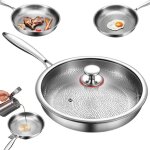 Pole martele en titane avec couvercle 30cm pole antiadhsive rsistante aux rayures pour la cuisine ...