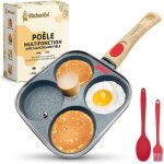 Poele a pancakes  induction avec manche amoviblecouvercle en verre robuste et spatules - poele induction ...