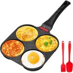 Poele a pancakesantiadhsive en aluminium - 4 trousavec brosse  huile de siliconepour djeuner oeufpour ...