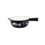 Polon  fondue - table et cook - 6 personnes - 24cm - en fonte maille - dcor montagne - noir