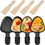 Po�lon triangle antiadh�sif pour raclette fromage ou ?ufs poign�e isol�e 4 pelles bois incluses barbecue ...