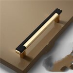 Poign�e de meuble - largeight - lot de 6 - dor� et noir - entraxe 128 mm - mod�le moderne