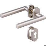 Poign�e de porte sur rosace - normbau - ovale est. zg 21 - inox mat - r�versible - simple