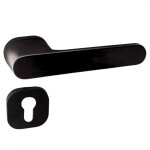 Poignes de porte sur rosace oblongue noir mat modle marina trou de cylindre i