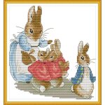 Point de croix kit complet pr� imprim� la famille peter rabbit 14ct estamp� broderie 21x22 cm estampill� ...